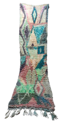 Vintage Moroccan Runner Rug - Multi-Color Diamond Pattern - Hallway/Kitchen Carpet