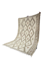 Tapis Azilal Marocain Fait Main | Motifs Diamants Vifs Rose Fuchsia et Bleu | Laine