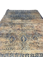 Tapis Marocain Fait Main en Laine | Motif Tribal Indigo Détaillé | Tissage Kilim & Poil Ras|vintage