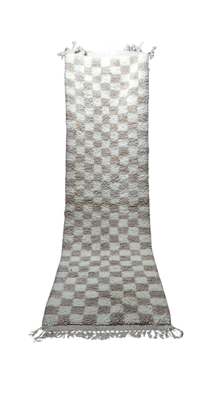 The Monochrome Check Rug | Handmade Moroccan Wool Runner by Atlas Threads