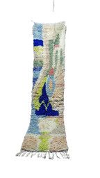 Vintage Moroccan Runner Rug - Multi-Color Diamond Pattern - Hallway/Kitchen Carpet