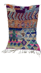 Vintage Moroccan Runner Rug - Multi-Color Diamond Pattern - Hallway/Kitchen Carpet