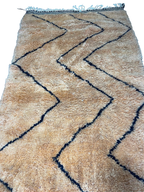 Tapis en Laine Fait Main Style Beni Ourain Marocain | Motif Zigzag Orange & Noir