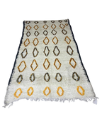 Tapis Marocain en Laine Fait Main | Design Losanges Noirs & Ocre | Style Moderne