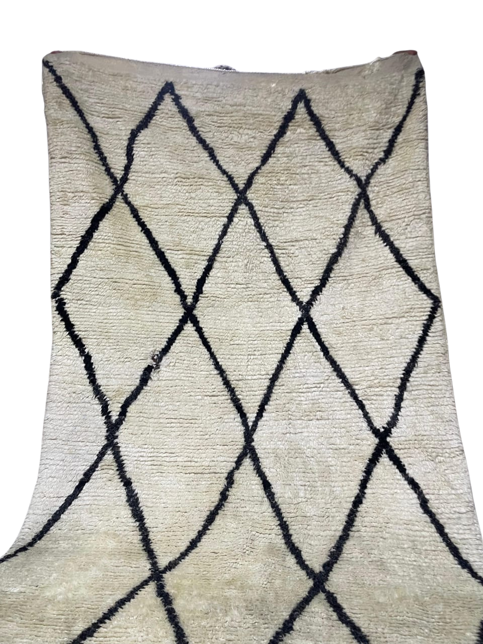 Tapis Beni Ourain Élégant en Laine – Motif Losanges Allongés