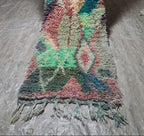Vintage Moroccan Runner Rug - Multi-Color Diamond Pattern - Hallway/Kitchen Carpet