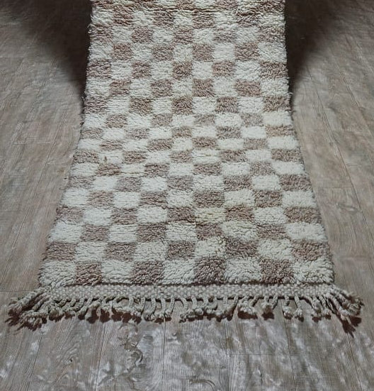 The Monochrome Check Rug | Handmade Moroccan Wool Runner by Atlas Threads