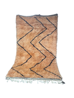 Tapis en Laine Fait Main Style Beni Ourain Marocain | Motif Zigzag Orange & Noir