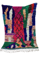 Vintage Moroccan Runner Rug - Multi-Color Diamond Pattern - Hallway/Kitchen Carpet