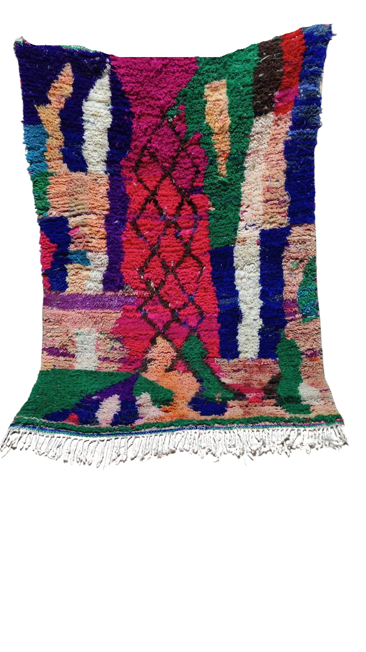 Vintage Moroccan Runner Rug - Multi-Color Diamond Pattern - Hallway/Kitchen Carpet