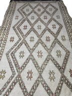 Tapis Azilal Marocain Fait Main | Motifs Diamants Vifs Rose Fuchsia et Bleu | Laine