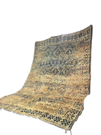 Tapis Marocain Fait Main en Laine | Motif Tribal Indigo Détaillé | Tissage Kilim & Poil Ras|vintage