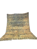 Tapis Marocain Fait Main en Laine | Motif Tribal Indigo Détaillé | Tissage Kilim & Poil Ras|vintage