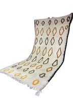 Tapis Marocain en Laine Fait Main | Design Losanges Noirs & Ocre | Style Moderne