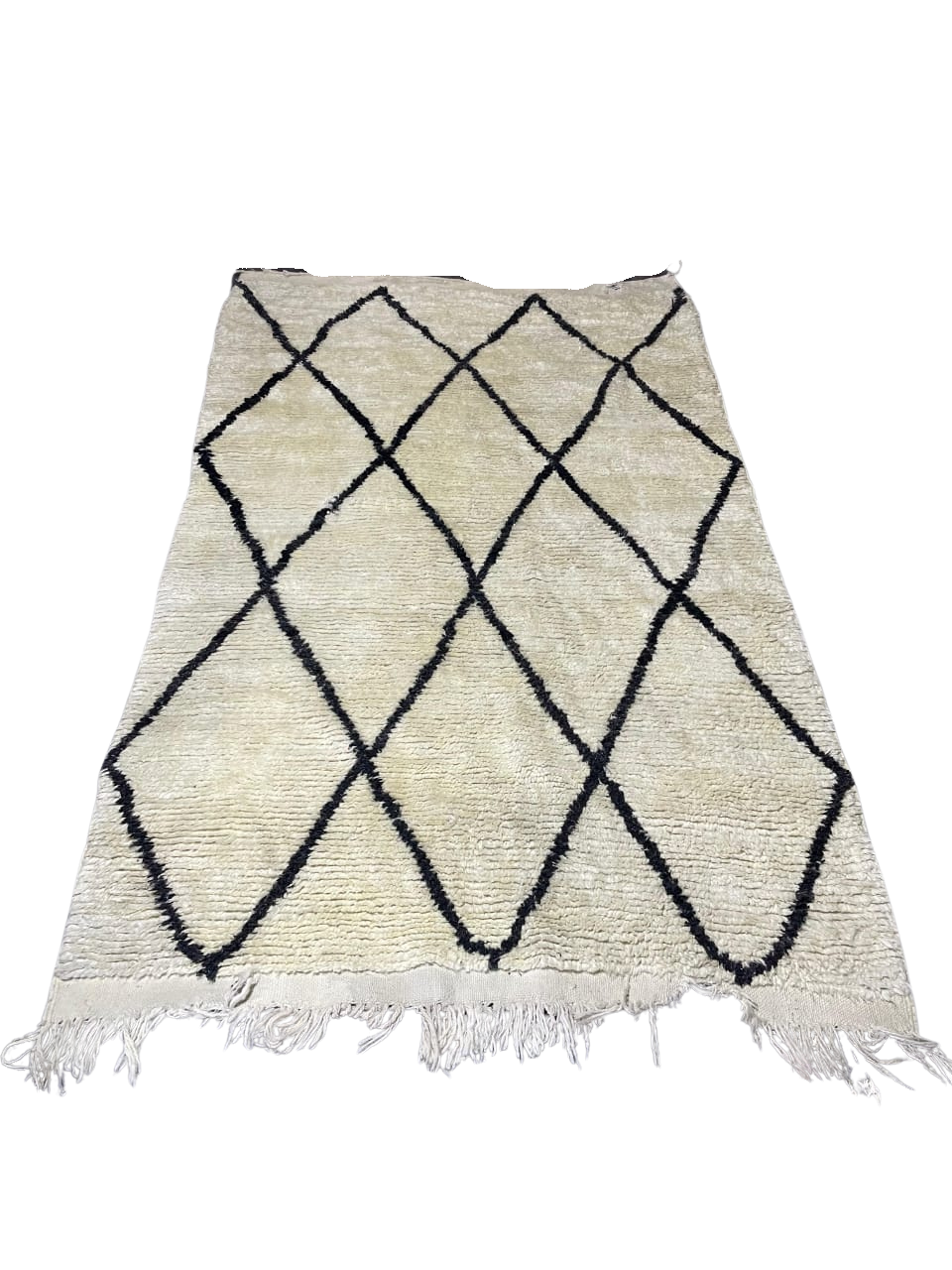 Tapis Beni Ourain Élégant en Laine – Motif Losanges Allongés